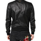 Dolce & Gabbana Black Lambskin Leather Full Zip Biker Jacket