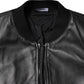 Dolce & Gabbana Black Lambskin Leather Full Zip Biker Jacket