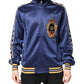 Dolce & Gabbana Blue Nylon Logo Patch Men Bomber Sweater