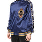 Dolce & Gabbana Blue Nylon Logo Patch Men Bomber Sweater