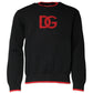 Dolce & Gabbana Black Nylon DGLogo Knit Men Pullover Sweater