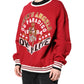 Dolce & Gabbana Red Sequin Knit Pullover Sweatshirt Sweater