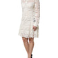 Dolce & Gabbana White Floral Lace Long Sleeves Shift Dress