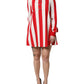 Dolce & Gabbana White Red Stripes Long Sleeves Mini Dress