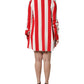 Dolce & Gabbana White Red Stripes Long Sleeves Mini Dress