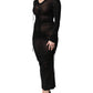 Dolce & Gabbana Black Mesh Trim Bodycon Long Sheath Dress