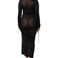 Dolce & Gabbana Black Mesh Trim Bodycon Long Sheath Dress