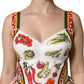 Dolce & Gabbana White Vegetables Sleeveless A-line Dress