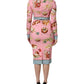 Dolce & Gabbana Pink Pastry Print Bodycon Sheath Midi Dress