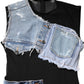 Dolce & Gabbana Black Blue Sleeveless Denim Mini Dress