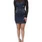 Dolce & Gabbana Black Blue Long Sleeves Denim Mini Dress