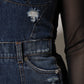 Dolce & Gabbana Black Blue Long Sleeves Denim Mini Dress
