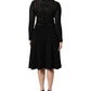 Dolce & Gabbana Black Cashmere Long Sleeves A-line Midi Dress