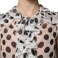 Dolce & Gabbana White Black Polka Dot Cotton Sleeveless Top