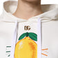 Dolce & Gabbana Ivory Cotton Printed Hooded Pullover Sweater