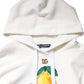 Dolce & Gabbana Ivory Cotton Printed Hooded Pullover Sweater