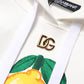 Dolce & Gabbana Ivory Cotton Printed Hooded Pullover Sweater