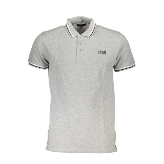 Cavalli Class Gray Cotton Men Polo Shirt