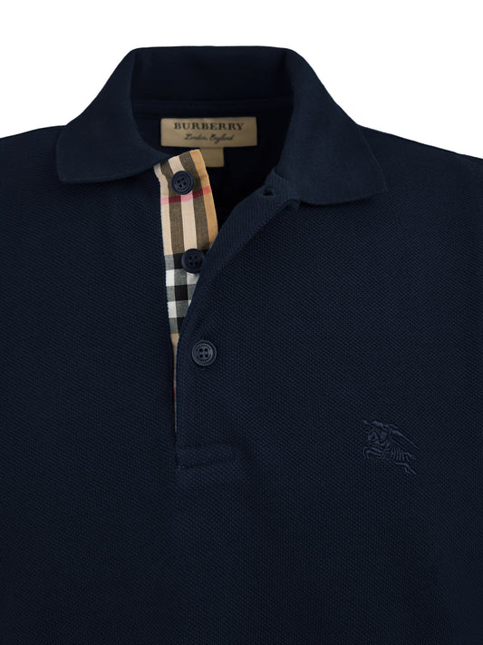 Burberry Navy Blue Cotton Collared Polo Shirt Mens T-Shirt