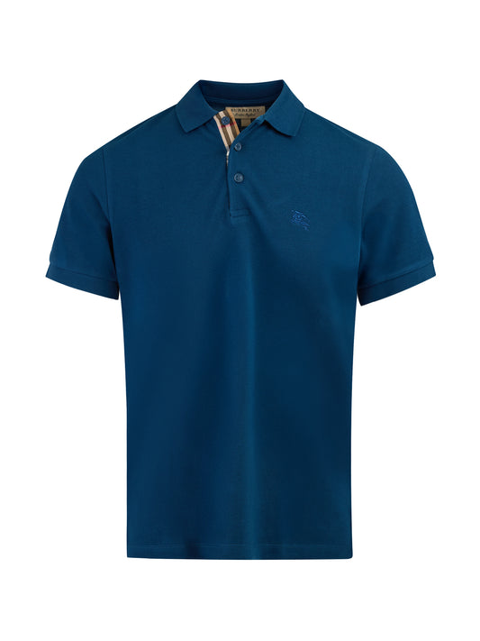 Burberry Deep Teal Blue Cotton Collared Polo Shirt Mens T-Shirt
