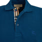 Burberry Deep Teal Blue Cotton Collared Polo Shirt Mens T-Shirt