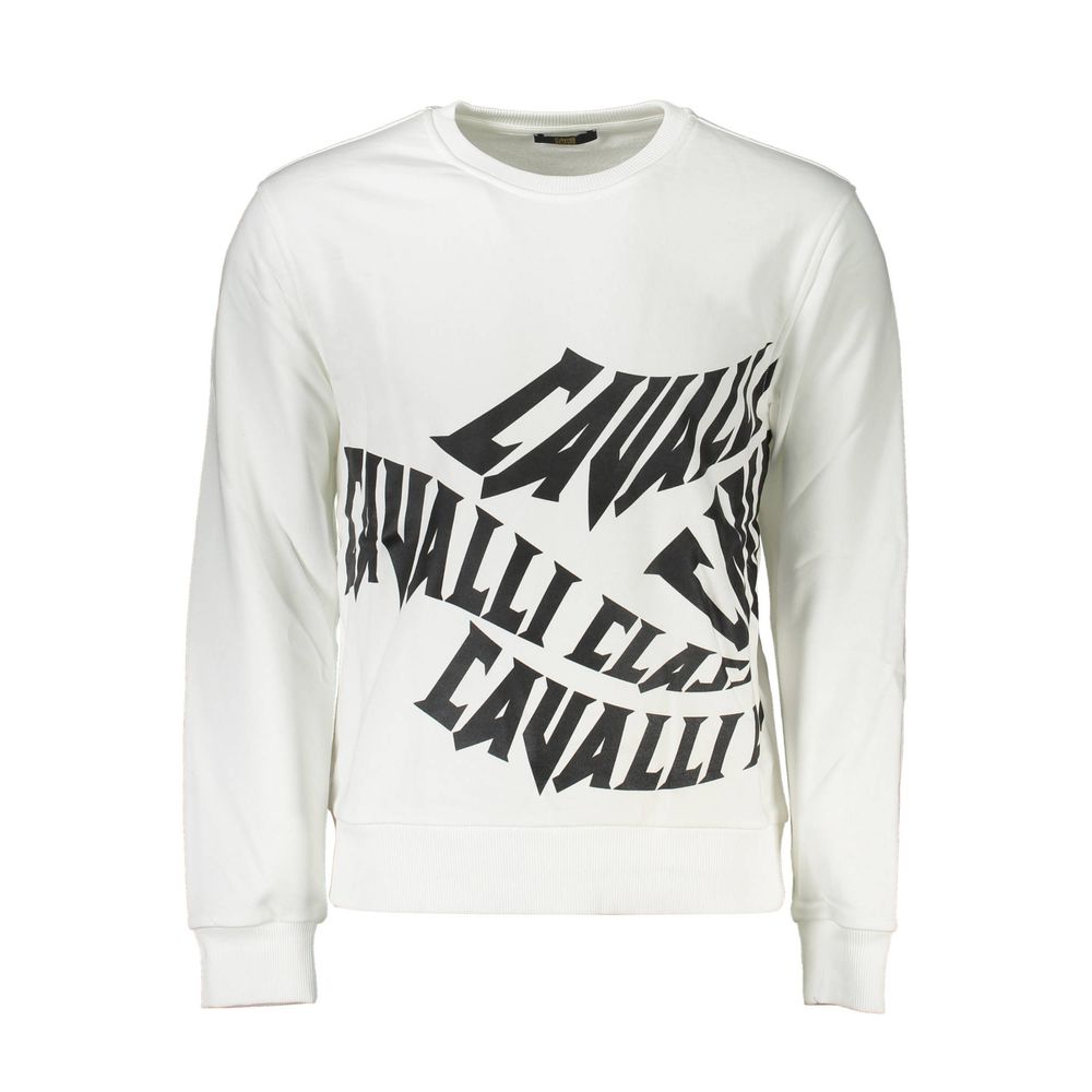 Cavalli Class White Cotton Men Sweater Mens Sweater