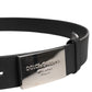Dolce & Gabbana Black Classic Silver Metal Logo Buckle Belt