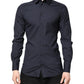 Dolce & Gabbana Dark Blue GOLD Cotton Dress Formal Shirt