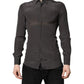 Dolce & Gabbana Dark Gray Silk GOLD Dress Formal Shirt