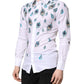 Dolce & Gabbana White Cotton Feather Print GOLD Dress Shirt