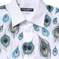 Dolce & Gabbana White Cotton Feather Print GOLD Dress Shirt