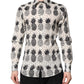 Dolce & Gabbana White Pineapple Print Long Sleeve GOLD Shirt