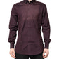 Dolce & Gabbana Burgundy Cotton GOLD Long Sleeves Shirt