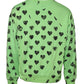 Dolce & Gabbana Green Heart Print Crew Neck Pullover Sweater
