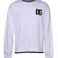 Dolce & Gabbana White Logo Cotton Crew Neck Pullover Sweater