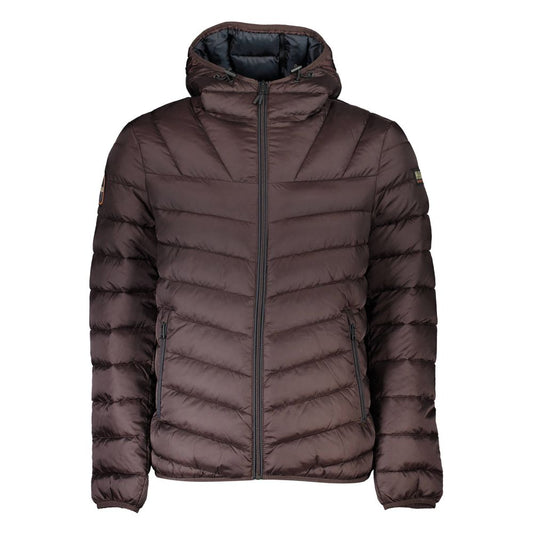 Napapijri Brown Polyamide Men Jacket Mens Jacket