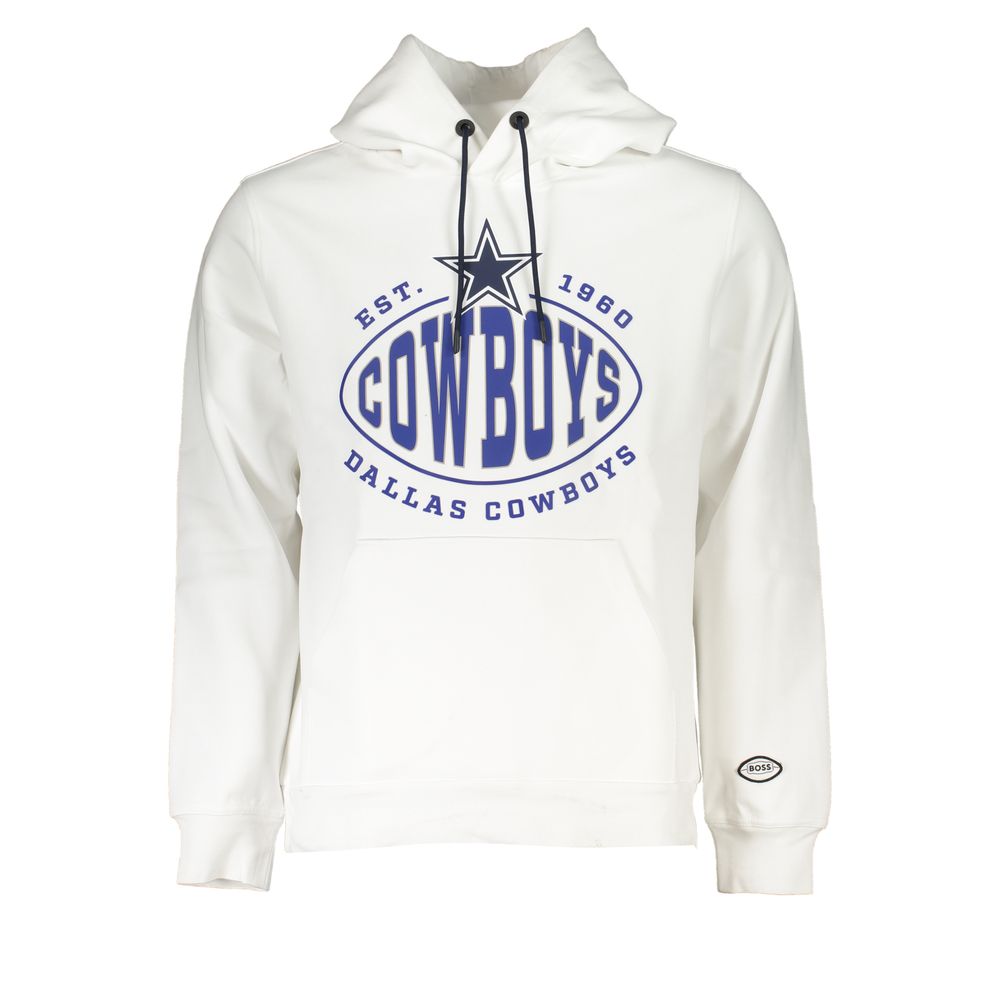 Hugo Boss White Cotton Men Sweater with Hood Mens Sweater