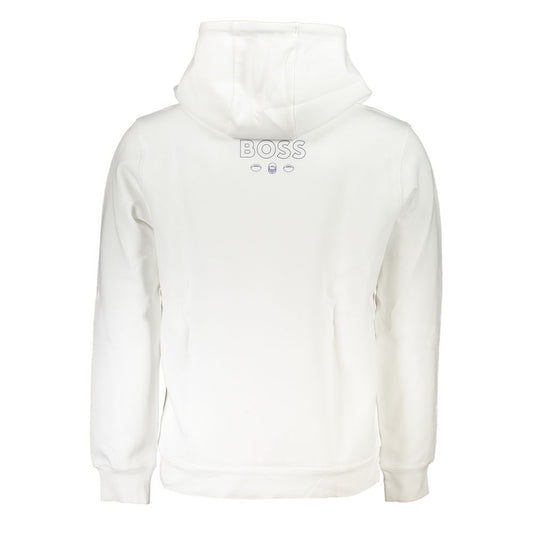 Hugo Boss White Cotton Men Sweater with Hood Mens Sweater