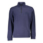 Hugo Boss Blue Cotton Men Sweater with Half Zip Closure Mens Sweater