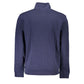 Hugo Boss Blue Cotton Men Sweater with Half Zip Closure Mens Sweater