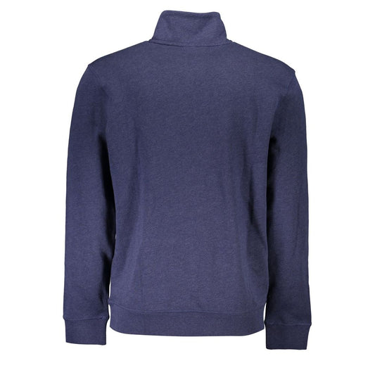 Hugo Boss Blue Cotton Men Sweater with Half Zip Closure Mens Sweater