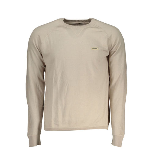 Napapijri Chic Beige Long Sleeve Crew Neck Sweater Mens Sweater