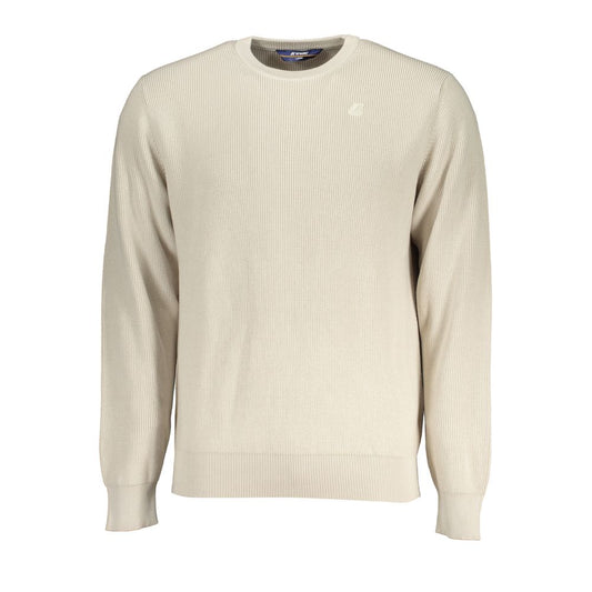 K-WAY Beige Crew Neck Cotton Sweater with Logo Detail Mens Sweater