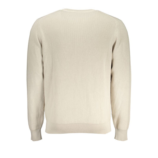 K-WAY Beige Crew Neck Cotton Sweater with Logo Detail Mens Sweater