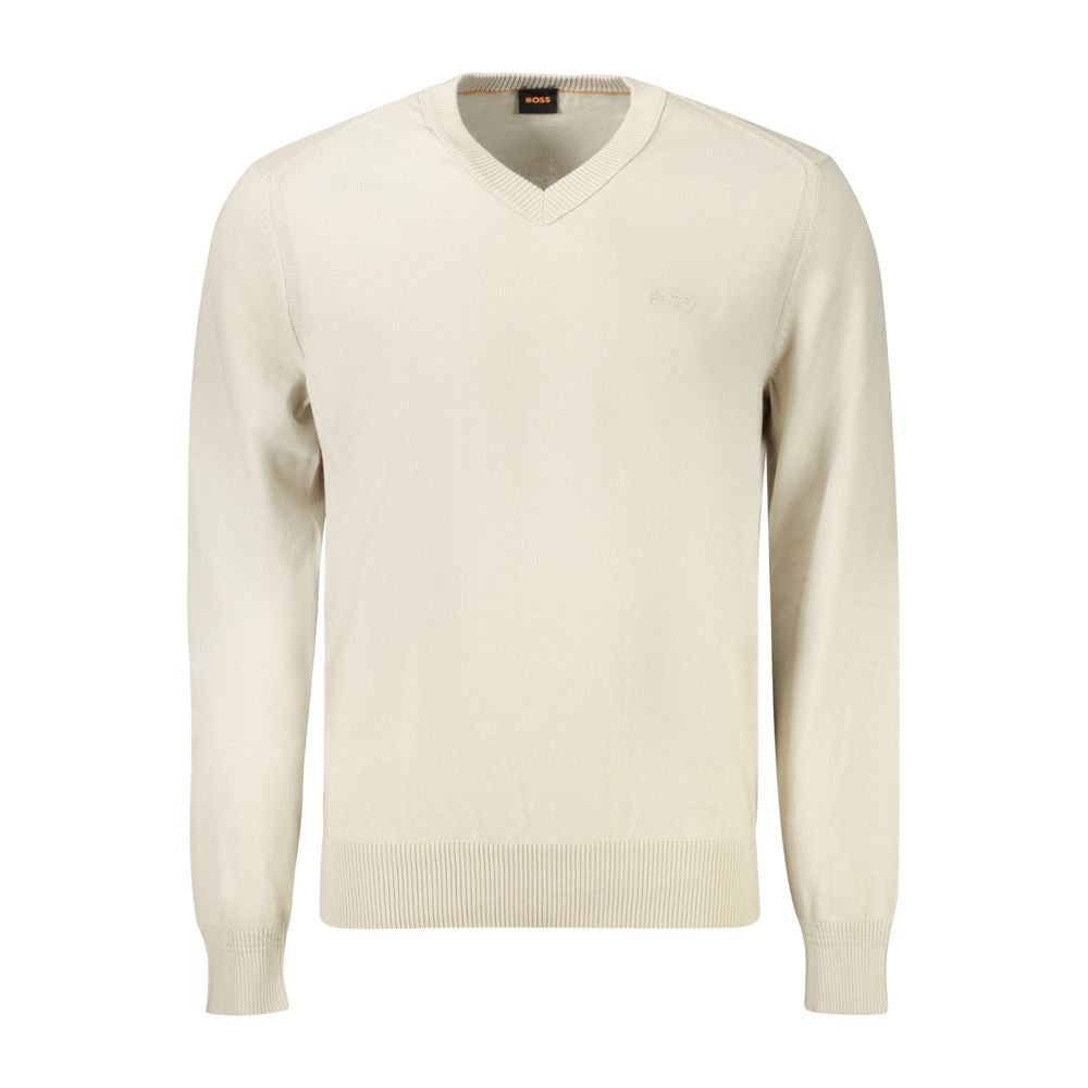 Hugo Boss Beige Cotton Men Sweater Mens Sweater