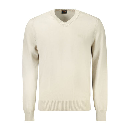 Hugo Boss Beige Cotton Men Sweater Mens Sweater