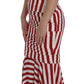Dolce & Gabbana Red White Silk Stretch Dress