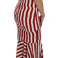 Dolce & Gabbana Red White Silk Stretch Dress