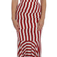 Dolce & Gabbana Red White Silk Stretch Dress