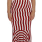 Dolce & Gabbana Red White Silk Stretch Dress